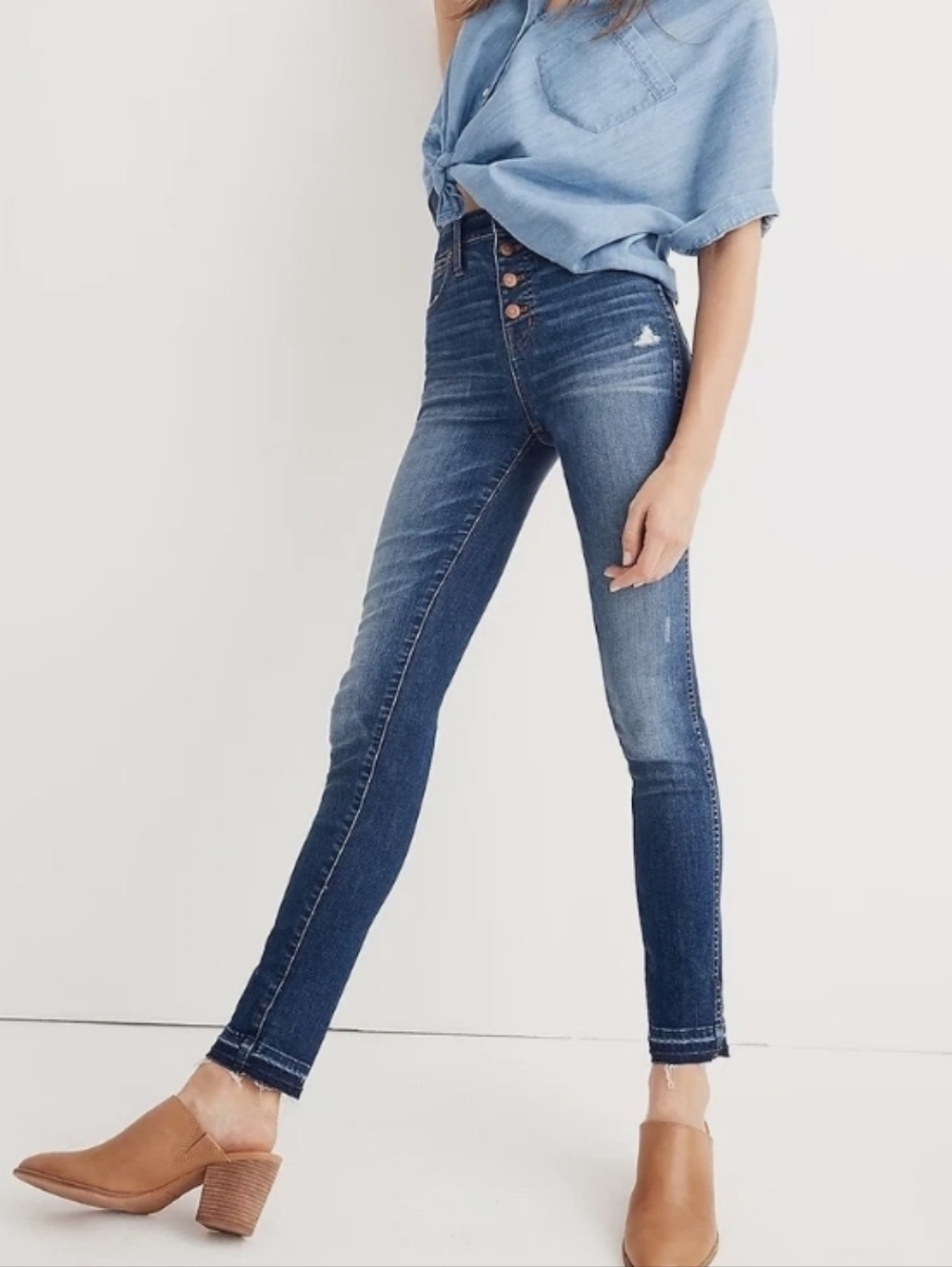 Madewell 10" High Rise Distressed Skinny Jeans Size 28 Button Fly